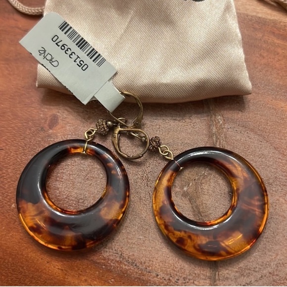NWT Cache Brown Tortoise Shell Circle Earrings - Picture 4 of 6